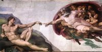 
<em>
The creation of Adam</em>, Sistine Chapel ceiling, Michelangelo, 1510<br />